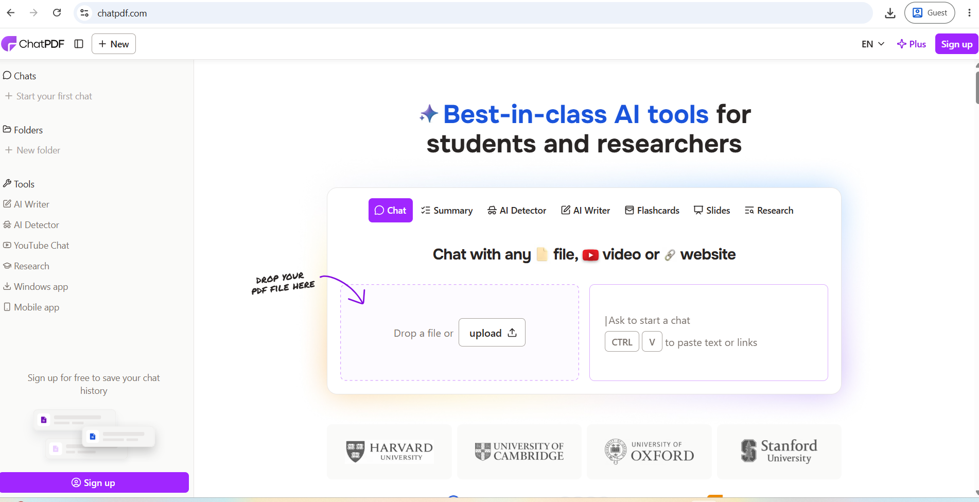 ChatPDF Interface Screenshot